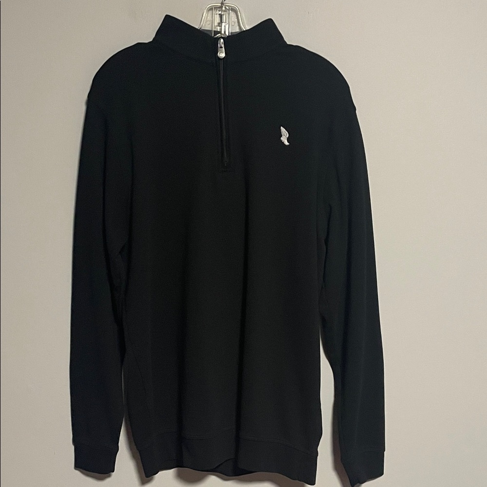 Peter Millar Crown Sport Black 1/4 Zip Fleece Shirt Size Large